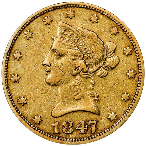 1847-O $10 Liberty Gold Eagle, No Motto, ANACS XF 45