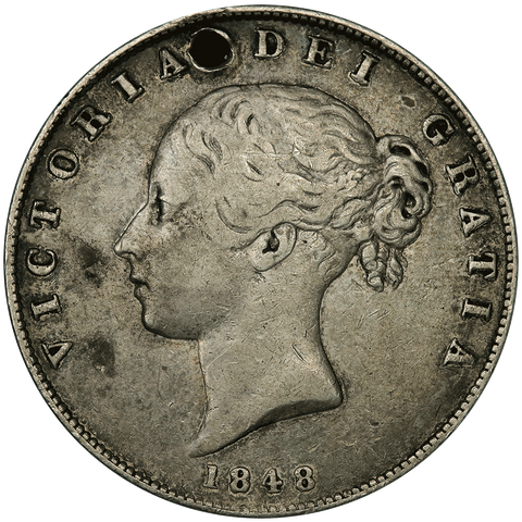1848 Great Britain Silver Half Crown KM.740 - Very Fine Detail (holed)