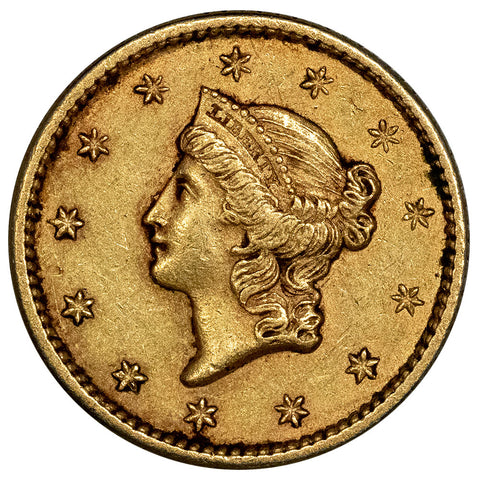 1849 Open Wreath Gold Dollar - Choice About Uncirculated