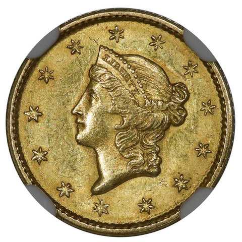 1849 Open Wreath Gold Dollar - NGC MS 62 - Brilliant Uncirculated