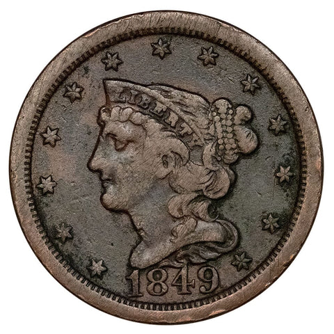 1849 Braided Hair Half Cent - Very Fine