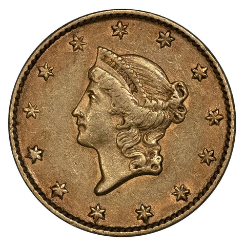 1849 Open Wreath Gold Dollar - Extremely Fine