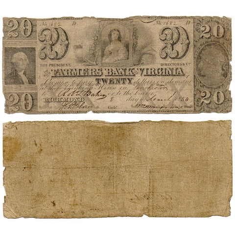 1850 $20 Farmers Bank of Virginia Virginia (Winchester Branch) - Good
