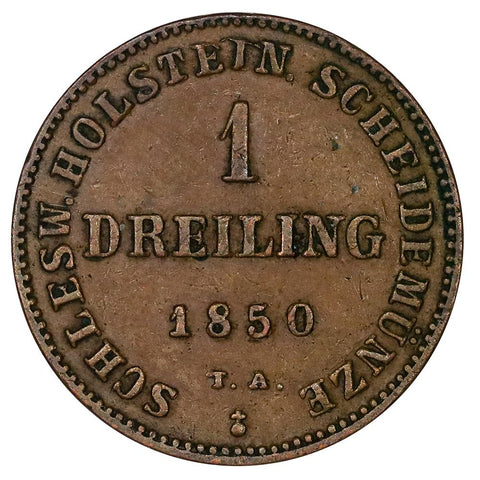 1850-TA German States, Schleswig-Holstein 1 Drelling KM.160 - Extremely Fine