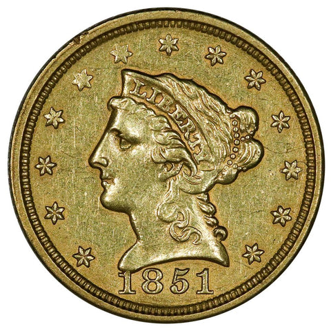 1851 $2.5 Liberty Gold Coin - About Uncirculated