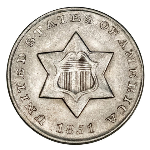 1851 Three Cent Silver (Trime) - Very Fine