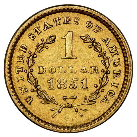 1851 Type-1 Gold Dollar - AU Details (obv. striations)