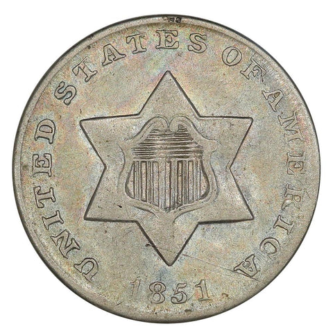 1851 Three Cent Silver (Trime) - AU Details