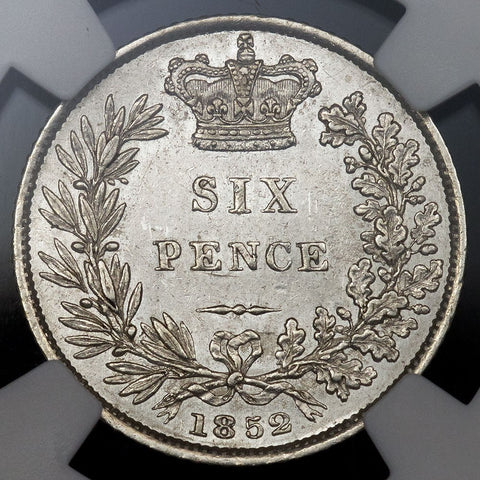 1852 Great Britain Victoria Silver Six Pence KM.733.1 - NGC AU 55