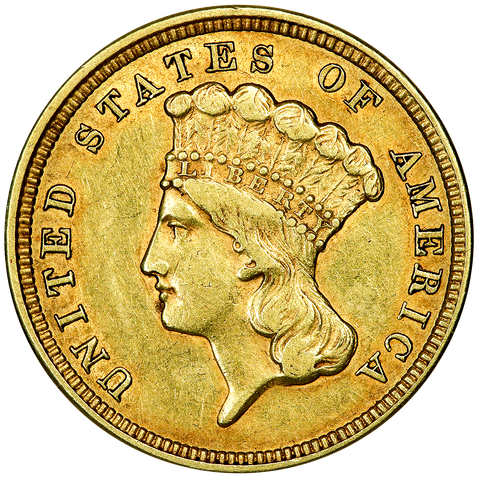 1854 $3 Princess Gold Coin - About Uncirculated