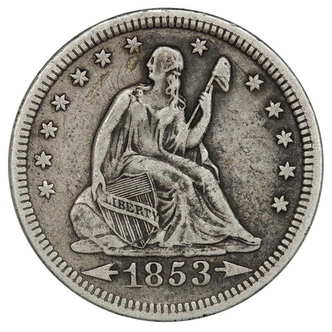 1853 Arrows & Rays Seated Liberty Quarter - Very Fine