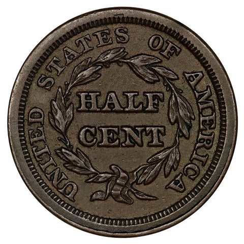1853 Braided Hair Half Cent - Extremely Fine+