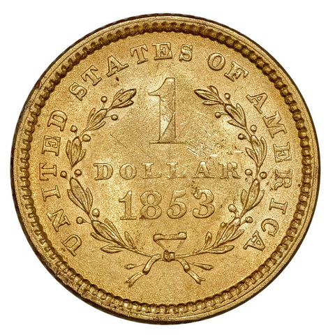 1853 Type-1 Gold Dollar - About Uncirculated Details