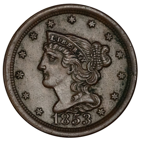 1853 Braided Hair Half Cent - About Uncirculated