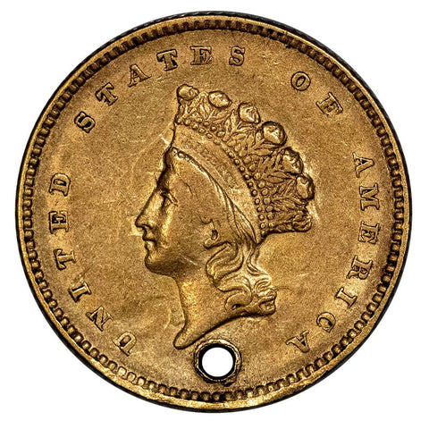 1854 Type-2 Gold Dollar - Extremely Fine Details (holed)