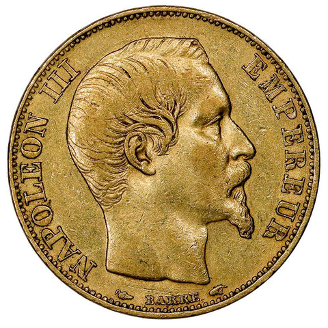 1854-A French Napoleon 20 Franc Gold Coin KM.781.1 - Extremely Fine