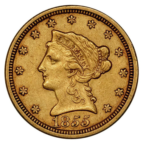 1855 $2.5 Liberty Gold Coin - Extremely Fine