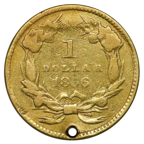 1856 Type-3 Gold Dollar - Very Fine Detail (holed)