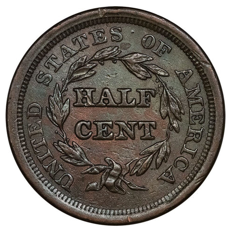 1856 Braided Hair Half Cent - About Uncirculated