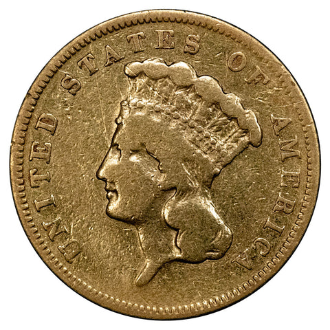 1856-S $3 Princess Gold Coin - Fine Detail Ex-Jewelry