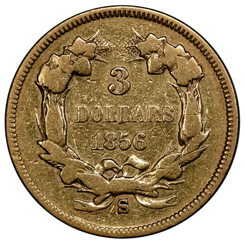 1856-S $3 Princess Gold Coin - Fine Detail Ex-Jewelry