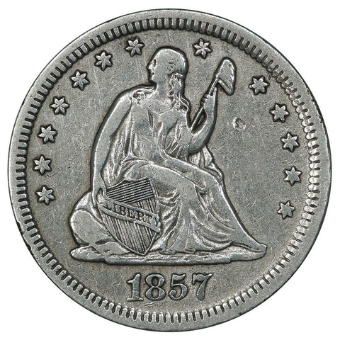1857 Seated Liberty Quarter - Very Fine (cleaned)