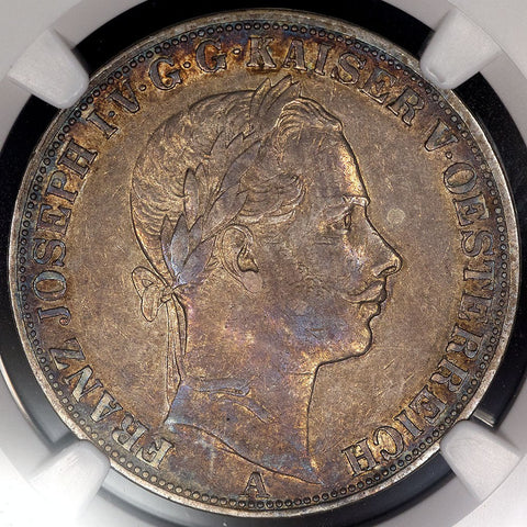 1857-A Austria Franz Joseph I Silver Thaler (Original) - KM.2244 - NGC AU 50