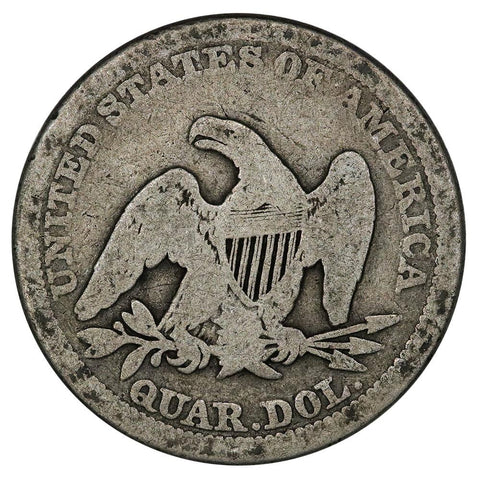 1858 Seated Liberty Quarter - About Good