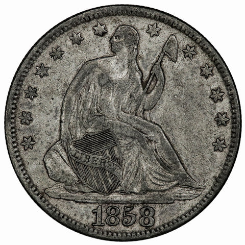 1858 Seated Liberty Half Dollar - Very Fine+
