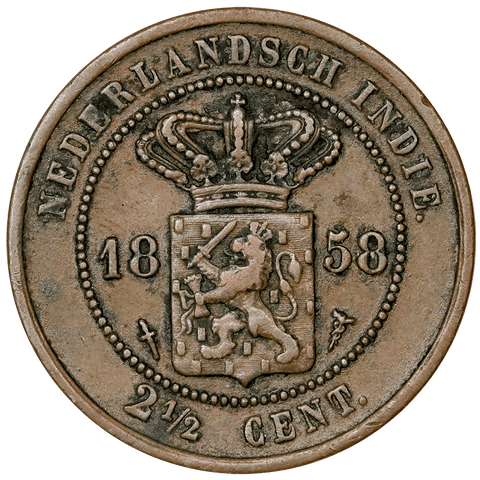 1858 Netherlands East Indies 2 1/2 Cents KM.308 - Extremely Fine