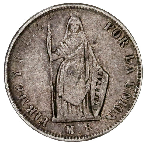 1858/68-MB Peru Silver 1/2 Reale KM.177 - Very Fine