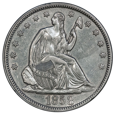 1858 Seated Liberty Half Dollar - About Uncirculated