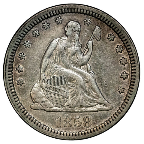 1858 Seated Liberty Quarter - Extremely Fine+