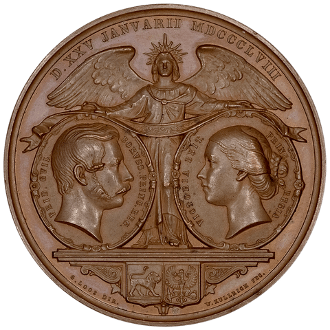 1858 Great Britain Victoria & Albert Marriage Commemoration Bronze Medal 53mm - AU/Unc