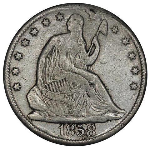 1858-O Seated Liberty Half Dollar - VG Detail (holed/repaired)