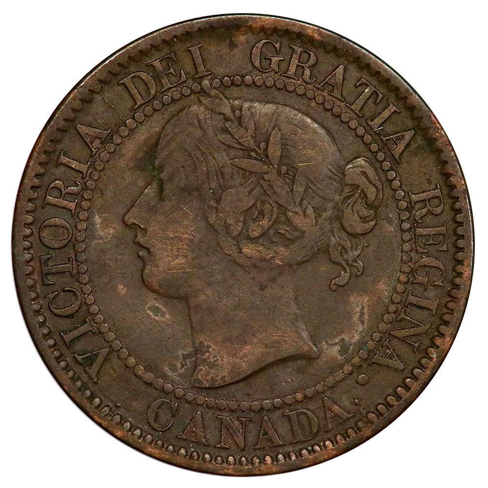 1859 Narrow 9 TP 1 Canadian Large Cent - Fine Details