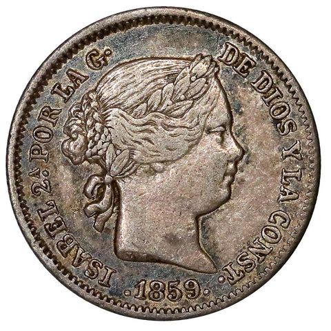 1859 Spain Silver Real KM.606.2 - Extremely Fine