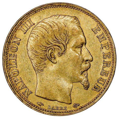 1859-A French Napoleon 20 Franc Gold Coin KM.781.1 - About Uncirculated