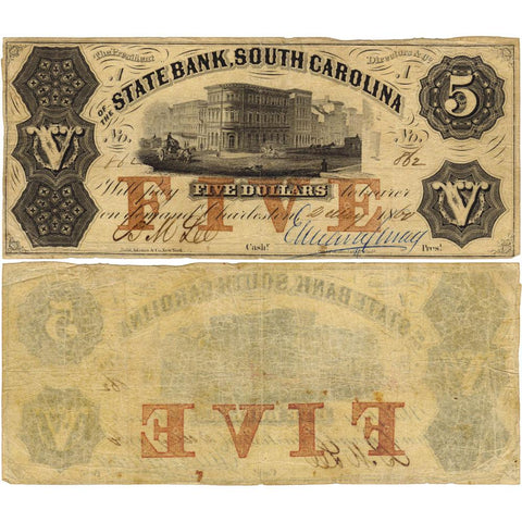 1860 State Bank South Carolina $5 SC40-G22a - Fine+