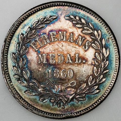 1860 Fireman's Medal ~ Robert Lovett Jr. ~ PA.780 Silver Strike ~ XF