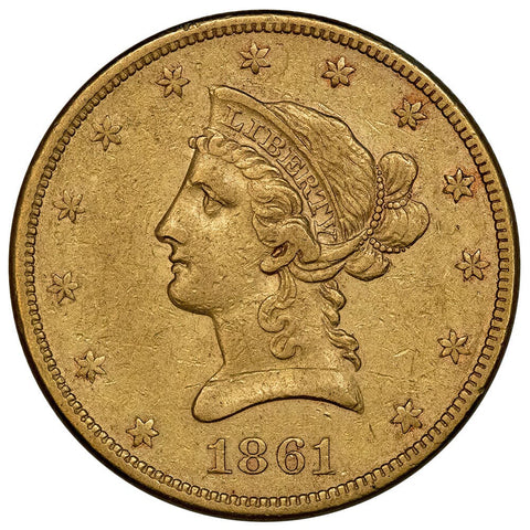 1861 $10 Liberty Gold Eagle - Extremely Fine - Civil War Date
