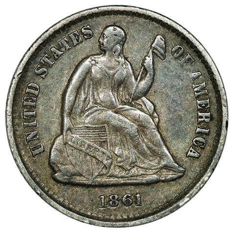 1861 Seated Half Dime - Extremely Fine - Civil War Date