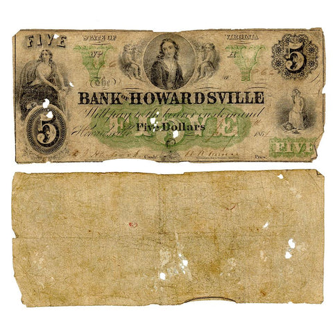 1861 $5 Bank of Howardsville, Virginia - Good