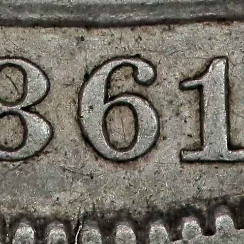 1861-O Seated Liberty Half Dollar CSA Issue W-13 Bisected Date  - Very Fine+