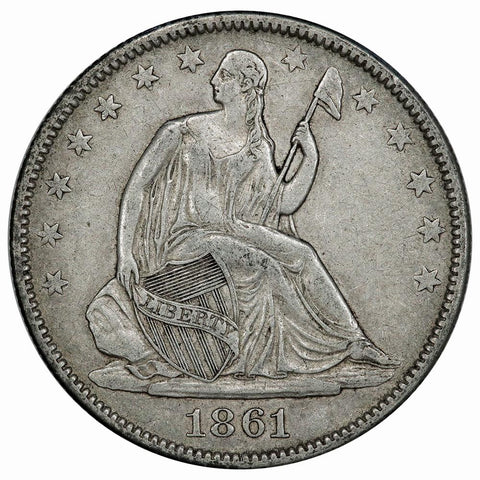 1861-O Seated Liberty Half Dollar CSA Issue W-13 Bisected Date  - Very Fine+