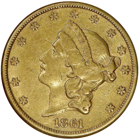 1861 Civil War Date $20 Liberty Gold Coin - NGC VF35