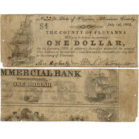 1862 $1 County of Fluvanna, Virginia Note - Very Good