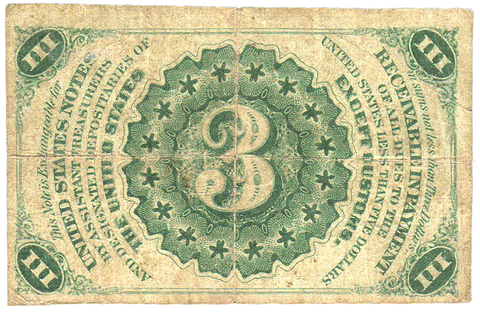 (1864-1869) 3rd Issue 3¢ Fractional Fr. 1226 (Light) ~ Fine+