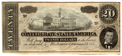 1864 $5 • $10 • $20 • $50 Confederate States Note Deal - VF/XF to AU/Unc