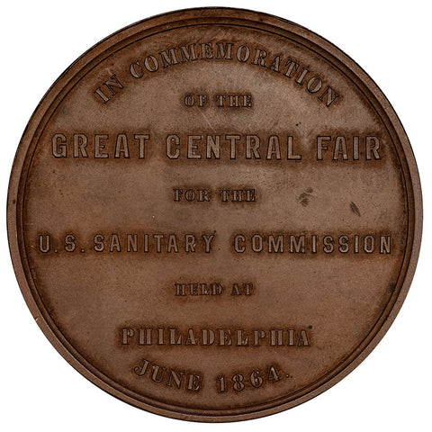 1864 Great Central Fair Sanitary Commission Medal Julian-CM44 57mm - Uncirculated